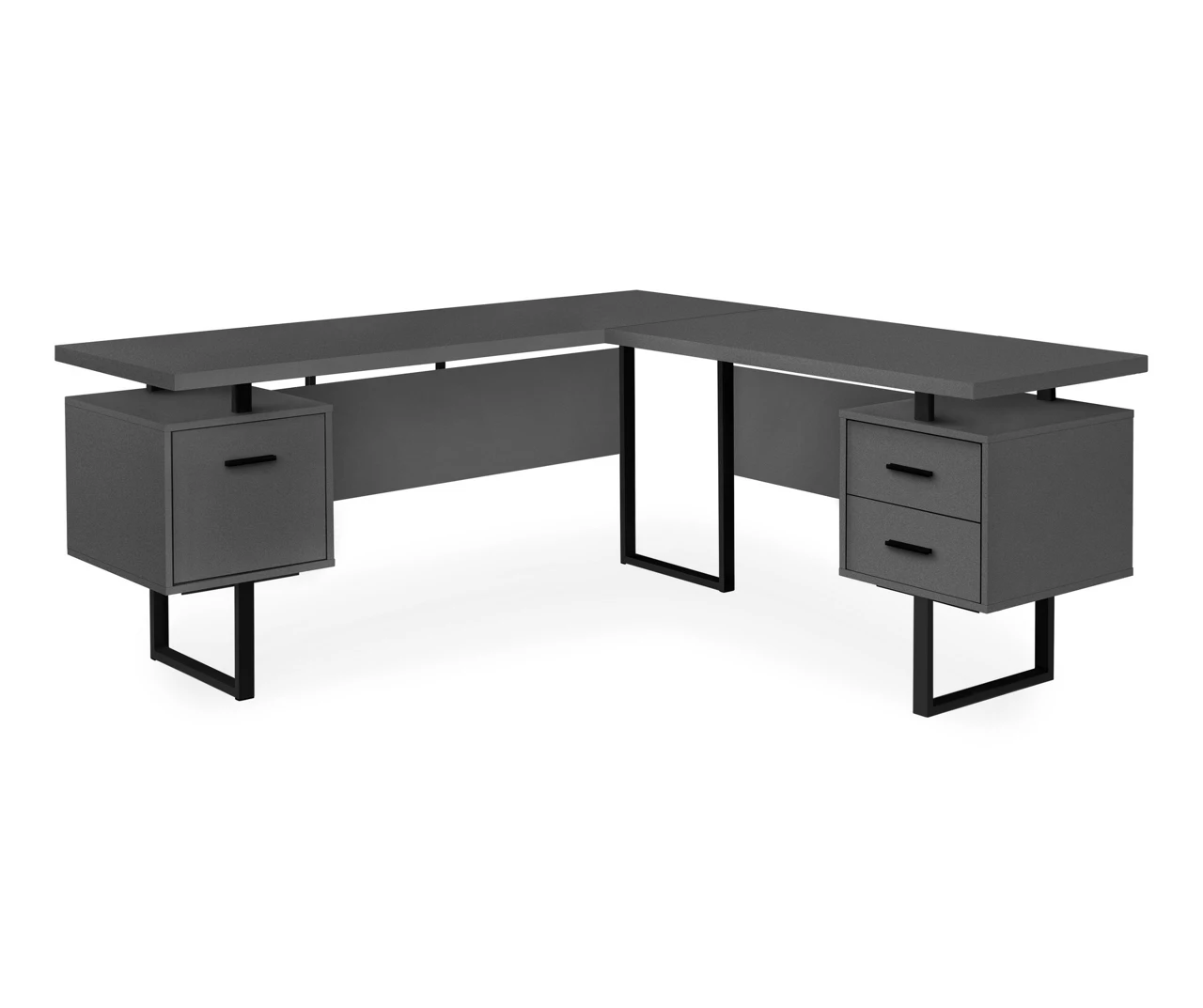 Black & Gray 3-Drawer L-Shaped Corner Desk 1 Black & Gray 3-Drawer L-Shaped Corner Desk