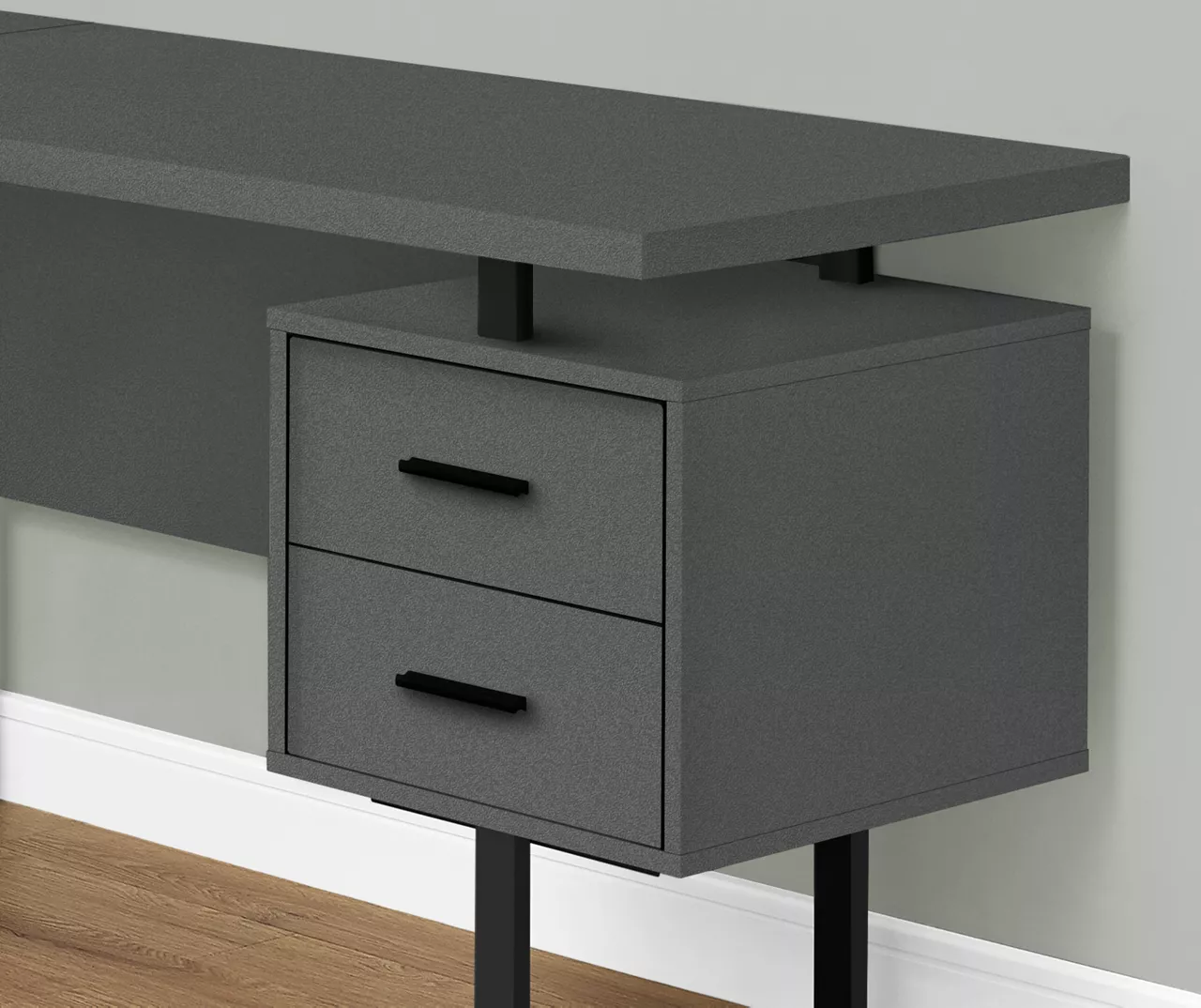 Black & Gray 3-Drawer L-Shaped Corner Desk 3 Black & Gray 3-Drawer L-Shaped Corner Desk - Image 3