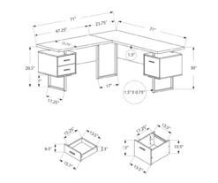 White & Black 3-Drawer L-Shaped Corner Desk -Walker Edison Shop 810527374 5