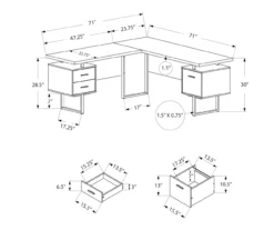 Faux Concrete & Black 3-Drawer L-Shaped Corner Desk 9 Faux Concrete & Black 3-Drawer L-Shaped Corner Desk -Walker Edison Shop 810527375 5