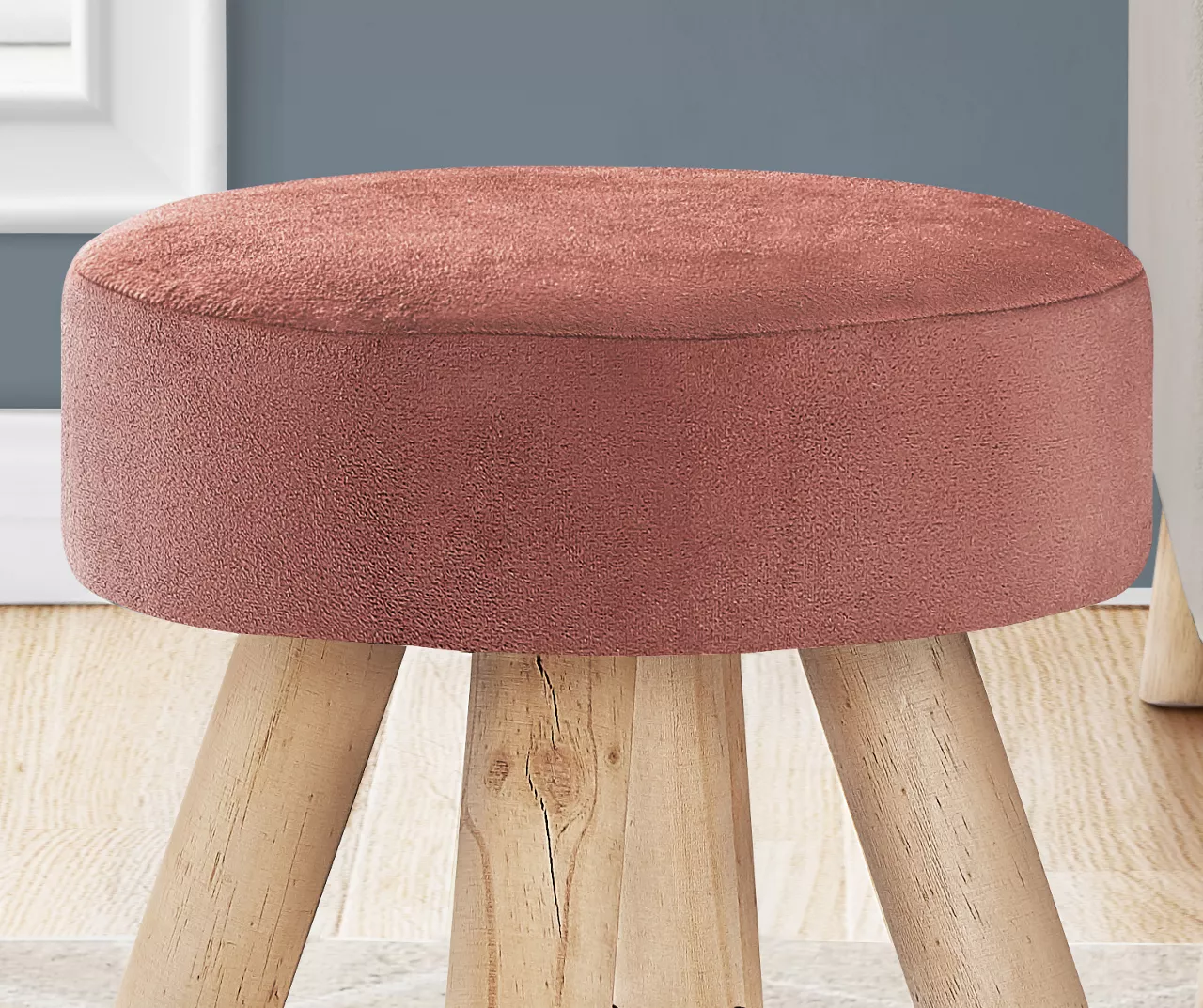 Wooden Leg Upholstered Ottoman 15 Wooden Leg Upholstered Ottoman - Image 15
