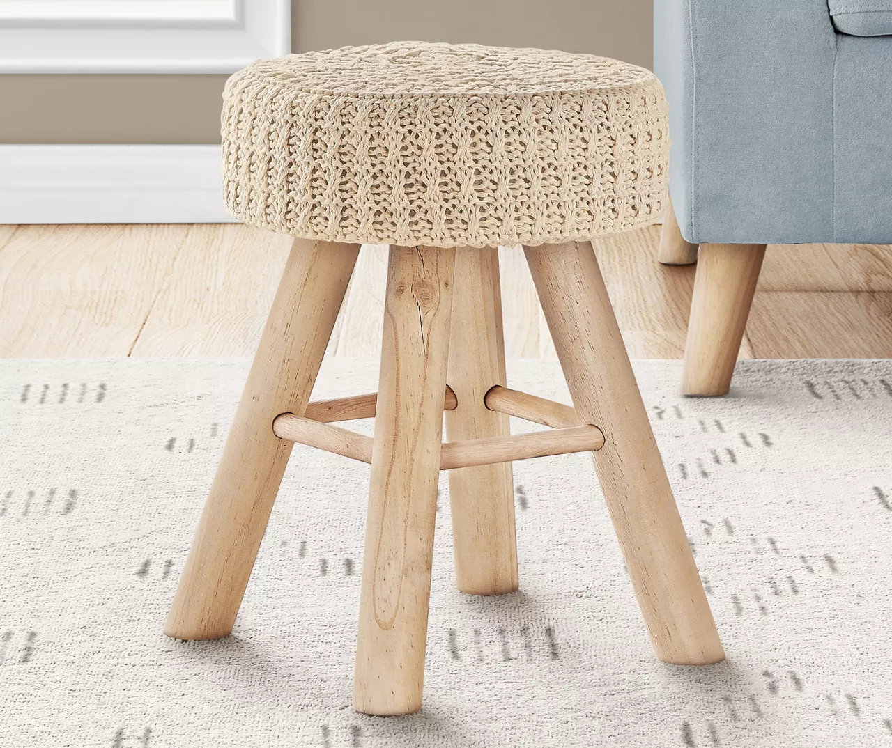 Wooden Leg Upholstered Ottoman 8 Wooden Leg Upholstered Ottoman - Image 8