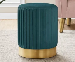 Pleated Velvet Upholstered Ottoman -Walker Edison Shop 810533426 1