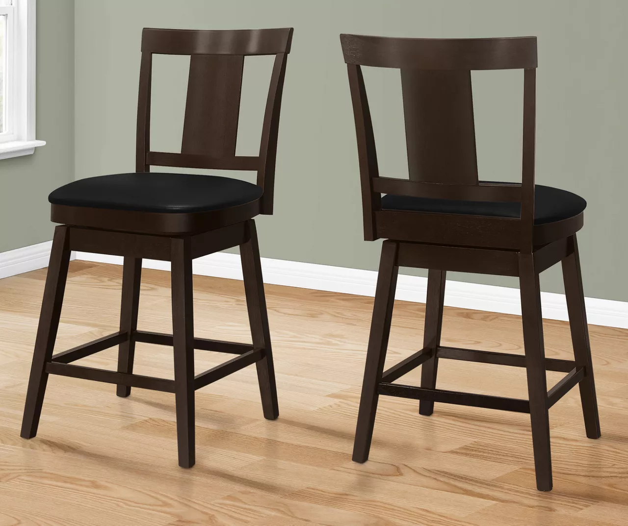 Faux Leather Swivel Bar Stools, 2-Pack 1 Faux Leather Swivel Bar Stools, 2-Pack