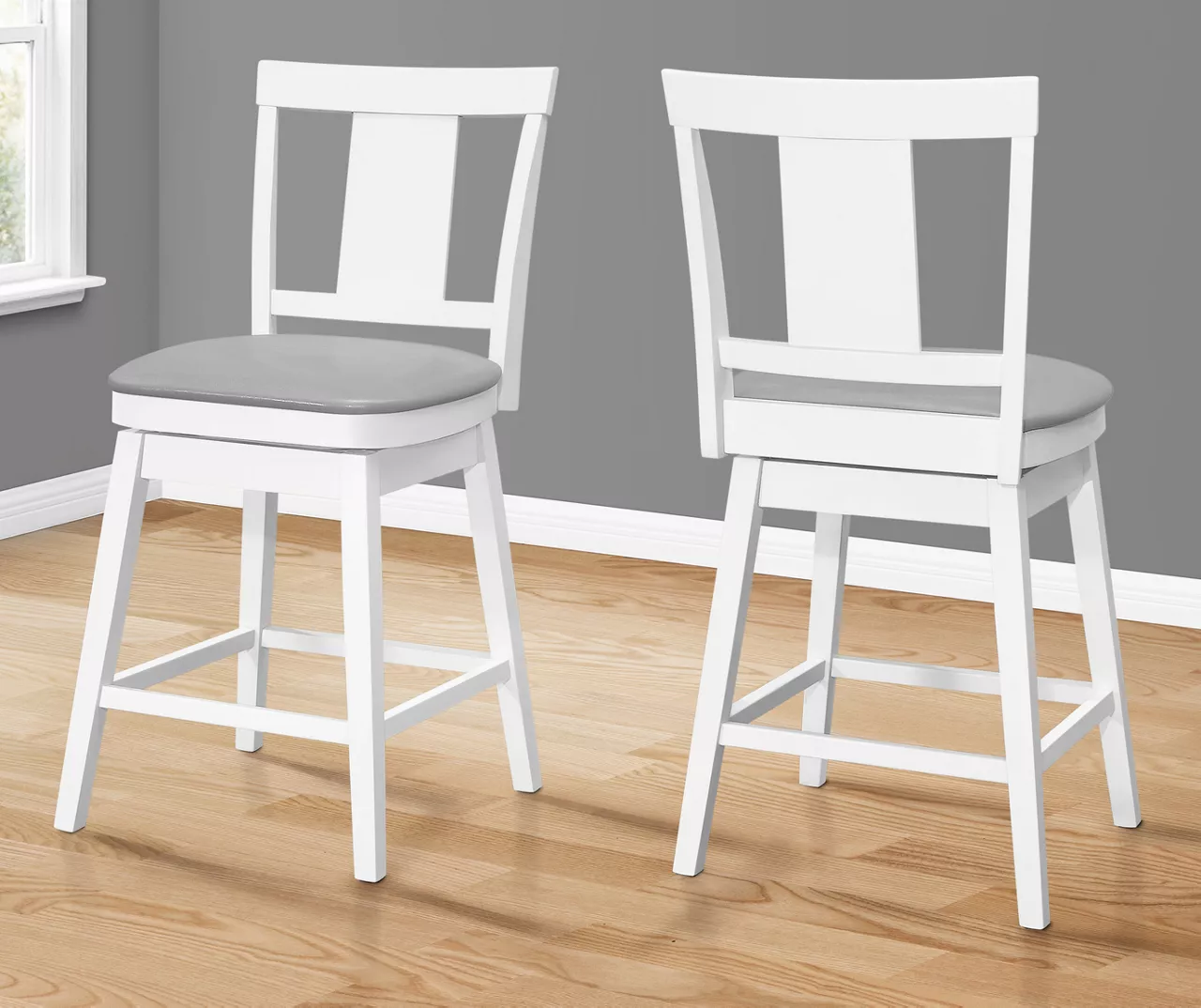 Faux Leather Swivel Bar Stools, 2-Pack 2 Faux Leather Swivel Bar Stools, 2-Pack - Image 2