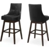 Button Tufted Faux Leather Swivel Bar Stools, 2-Pack