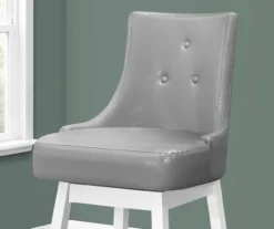 45.5" Gray Button Tufted Faux Leather Swivel Bar Stools, 2-Pack 6 45.5" Gray Button Tufted Faux Leather Swivel Bar Stools, 2-Pack -Walker Edison Shop 810533439 4 1