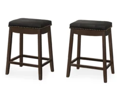 Tufted Nailhead Backless Bar Stools, 2-Pack -Walker Edison Shop 810533441 2