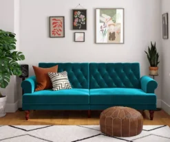 Cassidy Green Velvet Convertible Sleeper Futon -Walker Edison Shop 810535627 3