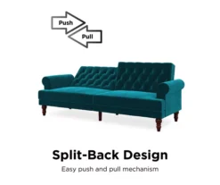 Cassidy Green Velvet Convertible Sleeper Futon -Walker Edison Shop 810535627 6