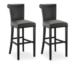 30" Black Faux Brushed Leather Bar Stools, 2-Pack -Walker Edison Shop 810535738 1