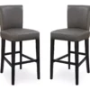 30" Black Faux Brushed Leather Bar Stools, 2-Pack