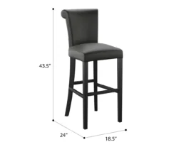 30" Black Faux Brushed Leather Bar Stools, 2-Pack -Walker Edison Shop 810535738 2