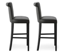 30" Black Faux Brushed Leather Bar Stools, 2-Pack -Walker Edison Shop 810535738 5