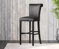 30" Black Faux Brushed Leather Bar Stools, 2-Pack -Walker Edison Shop 810535738 9