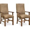 Rustic Pine & Dixie Almond Upholstered Dining Chairs, 2-Pack