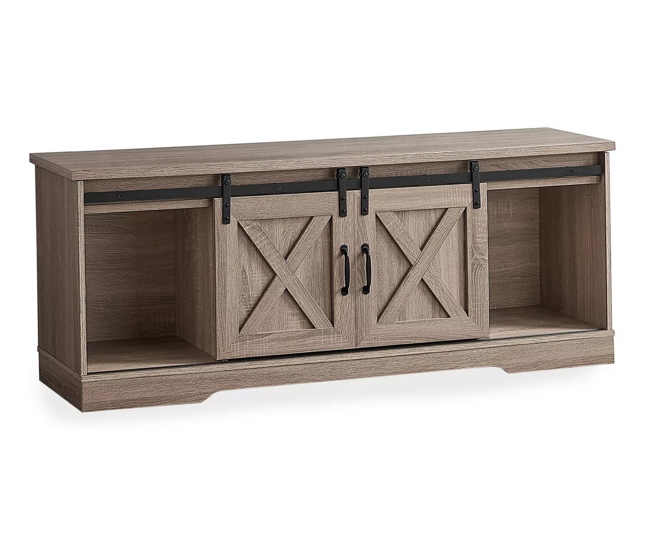 59" Dark Taupe Wood Look Sliding Barn Door TV Stand 1 59" Dark Taupe Wood Look Sliding Barn Door TV Stand