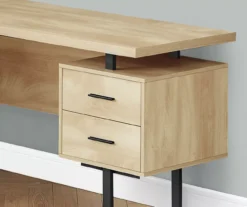 Natural Wood Look 3-Drawer L-Shaped Corner Comptuer Desk -Walker Edison Shop 810535780 4