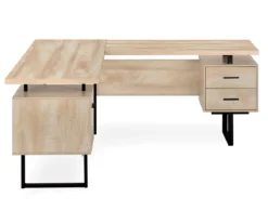 Natural Wood Look 3-Drawer L-Shaped Corner Comptuer Desk -Walker Edison Shop 810535780 5
