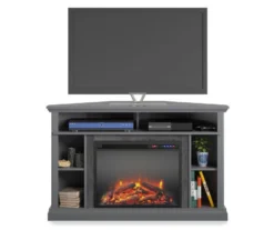 Flaxton Graphite Gray Electric Corner Fireplace Console -Walker Edison Shop 810538183 2