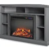 Flaxton Graphite Gray Electric Corner Fireplace Console