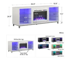 70" Intrepid Navy Deluxe Electric Fireplace Console -Walker Edison Shop 810538244 6