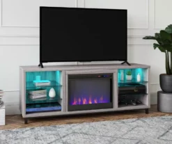 70" Intrepid Light Walnut Deluxe Electric Fireplace Console -Walker Edison Shop 810538245 1