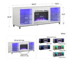 70" Intrepid Light Walnut Deluxe Electric Fireplace Console -Walker Edison Shop 810538245 5