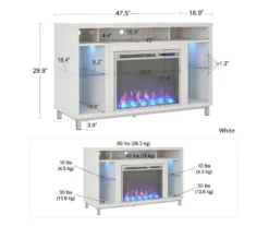 48" Intrepid White Electric Fireplace Console -Walker Edison Shop 810538247 6