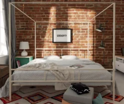 Marion White Metal King Canopy Bed -Walker Edison Shop 810538376 2