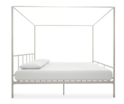 Marion White Metal King Canopy Bed -Walker Edison Shop 810538376 5