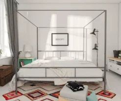 Marion Dark Gray Metal King Canopy Bed -Walker Edison Shop 810538378 2