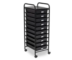 Black Metal 10-Drawer Rolling Storage Cart -Walker Edison Shop 810539916 3