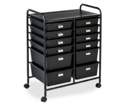 Black Metal 12-Drawer Rolling Storage Cart -Walker Edison Shop 810539917 3