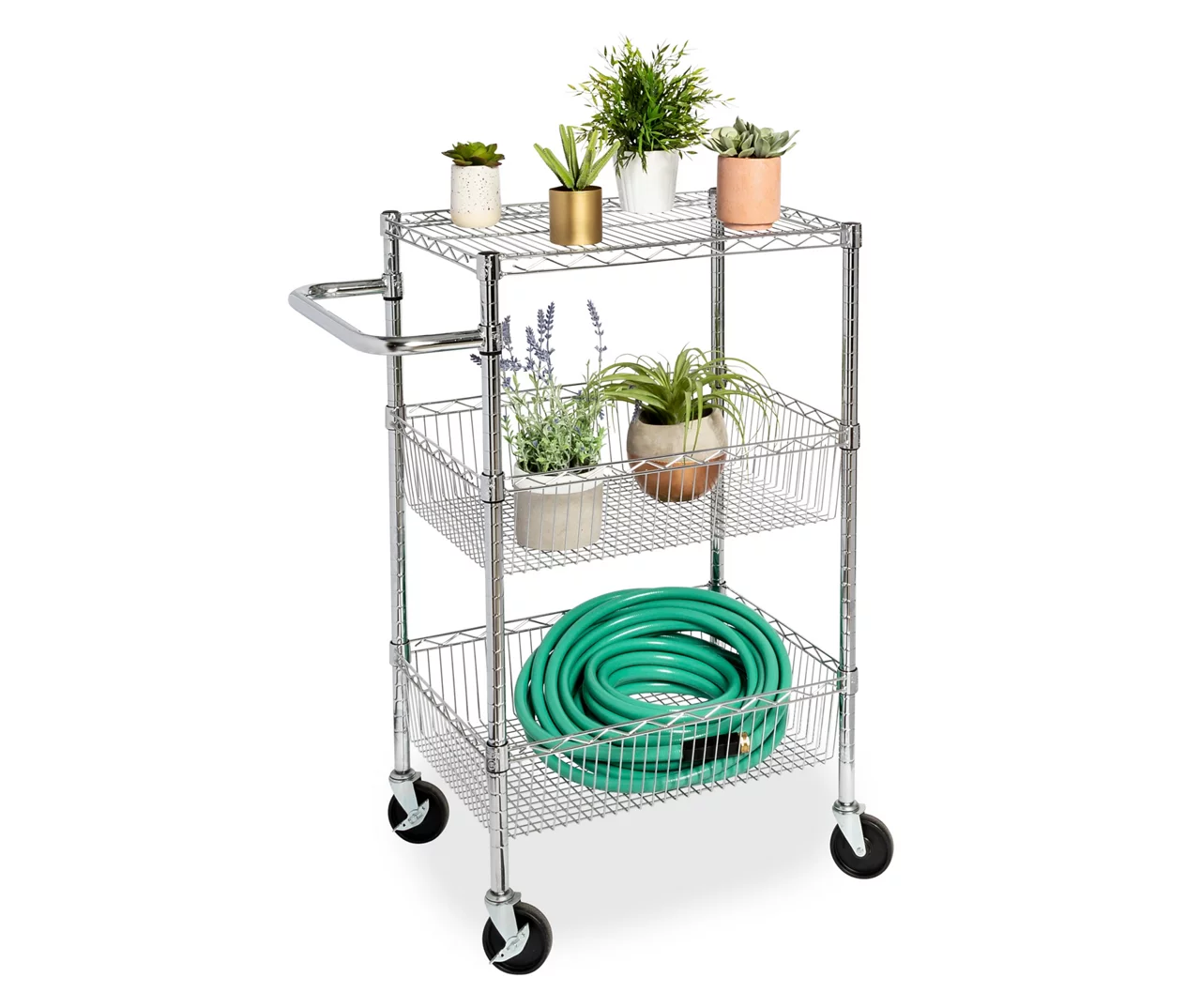 Chrome 3-Shelf Storage Cart 1 Chrome 3-Shelf Storage Cart