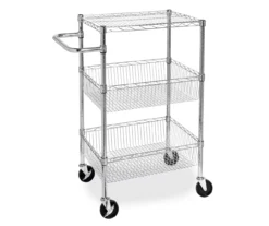 Chrome 3-Shelf Storage Cart 10 Chrome 3-Shelf Storage Cart -Walker Edison Shop 810539919 3