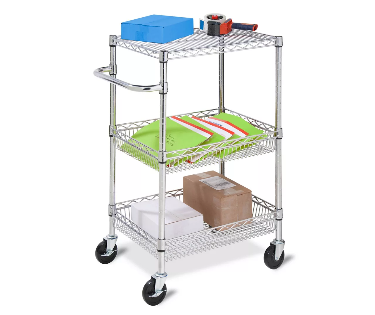 Chrome 3-Shelf Storage Cart 7 Chrome 3-Shelf Storage Cart - Image 7
