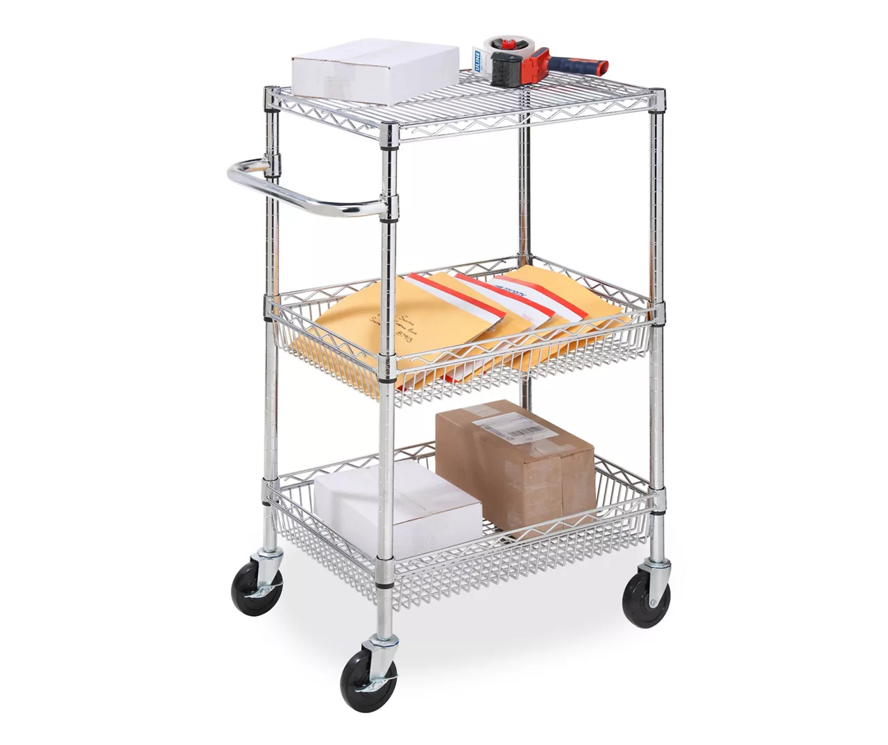 Chrome 3-Shelf Storage Cart 8 Chrome 3-Shelf Storage Cart - Image 8