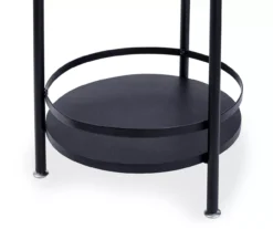 Black Round 2-Tier Side Table -Walker Edison Shop 810539922 4