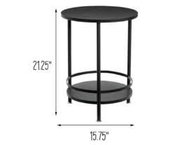 Black Round 2-Tier Side Table -Walker Edison Shop 810539922 5