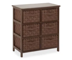 Brown 6-Drawer Woven Strap Chest -Walker Edison Shop 810539931 3