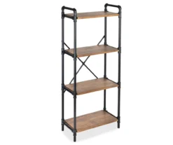 Black Industrial 4-Tier Bookshelf -Walker Edison Shop 810539935 3