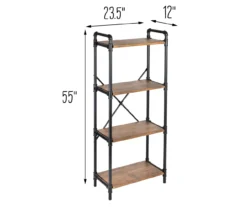 Black Industrial 4-Tier Bookshelf -Walker Edison Shop 810539935 5