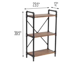 Black Industrial 3-Tier Bookshelf -Walker Edison Shop 810539936 5