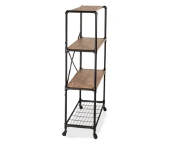 Rustic Black 4-Tier Industrial Rolling Bookshelf -Walker Edison Shop 810539937 5