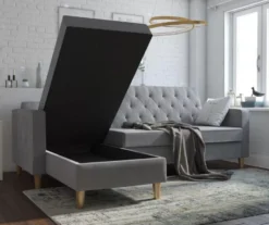 CosmoLiving Liberty Gray Chenille Sectional Storage Futon -Walker Edison Shop 810541025 2