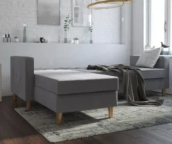 CosmoLiving Liberty Gray Chenille Sectional Storage Futon -Walker Edison Shop 810541025 3