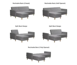 CosmoLiving Liberty Gray Chenille Sectional Storage Futon -Walker Edison Shop 810541025 6