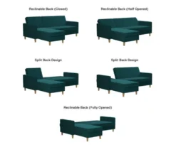 CosmoLiving Liberty Green Velvet Sectional Storage Futon -Walker Edison Shop 810541026 6