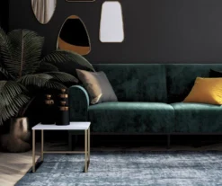 CosmoLiving Adley Teal Velvet Coil Convertible Sleeper Futon -Walker Edison Shop 810541038 4